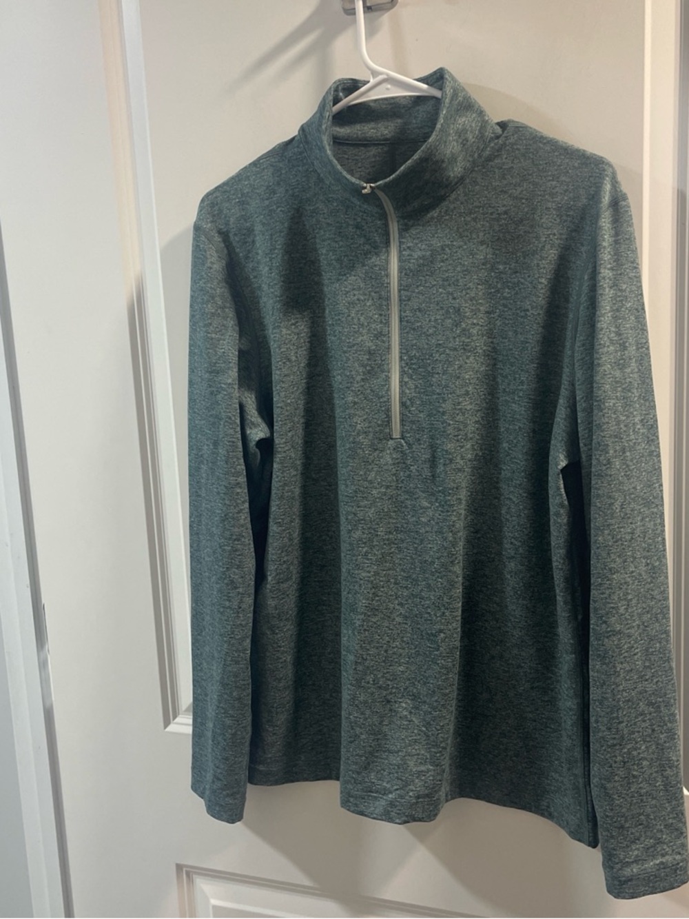 Lululemon Men's Heathered Green Quarter-Zip Sweater PTP 22